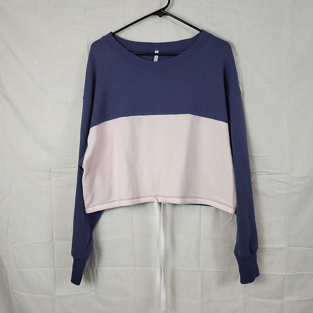 Hansoll Textile Womens Light Pink Blue Cropped Pullover Sweatshirt Size‎ Small